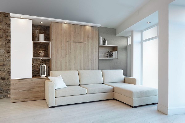 Sofa giường trong phòng khách kết hợp làm vách ngăn phòng