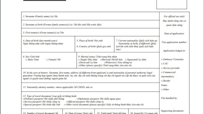 to-khai-xin-visa-phap-1 Hướng dẫn điền tờ khai xin visa Pháp chi tiết